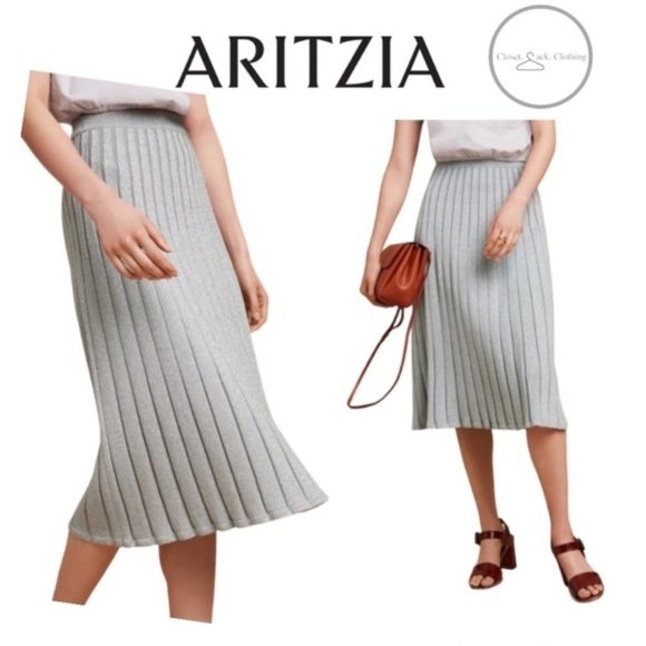 Aritzia Dresses & Skirts - Aritzia Wilfred Chamfort Midi Skirt in Silver Size XS